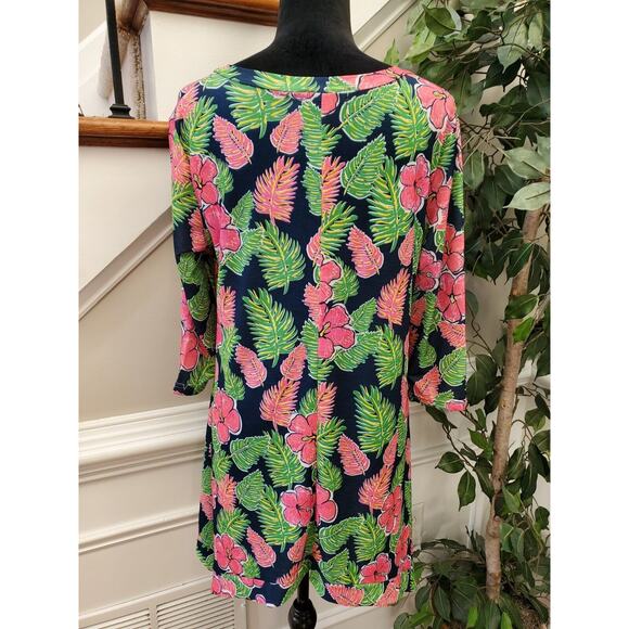 Simply Southern Hawaiian Hibiscus Floral Print Knee Length Tunic Dress Small - Picture 6 of 11